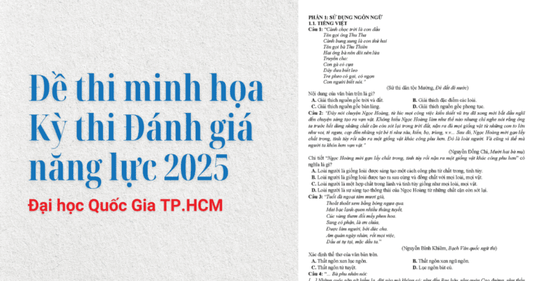 Đề thi minh họa Kỳ thi Đánh giá năng lực 2025 – Đại học Quốc Gia TP.HCM