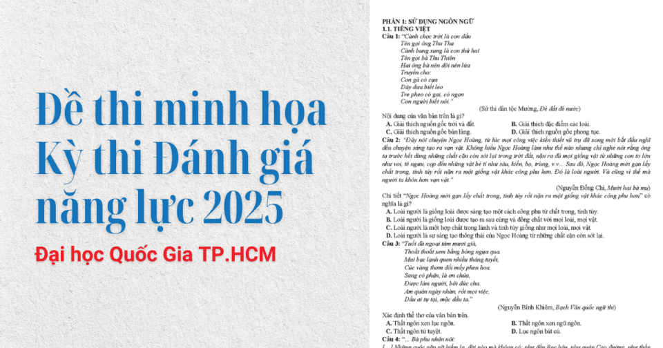 Đề thi minh họa Kỳ thi Đánh giá năng lực 2025