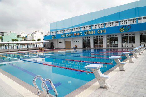 Khu vực hồ bơi của Trường THCS Mạc Đĩnh Chi